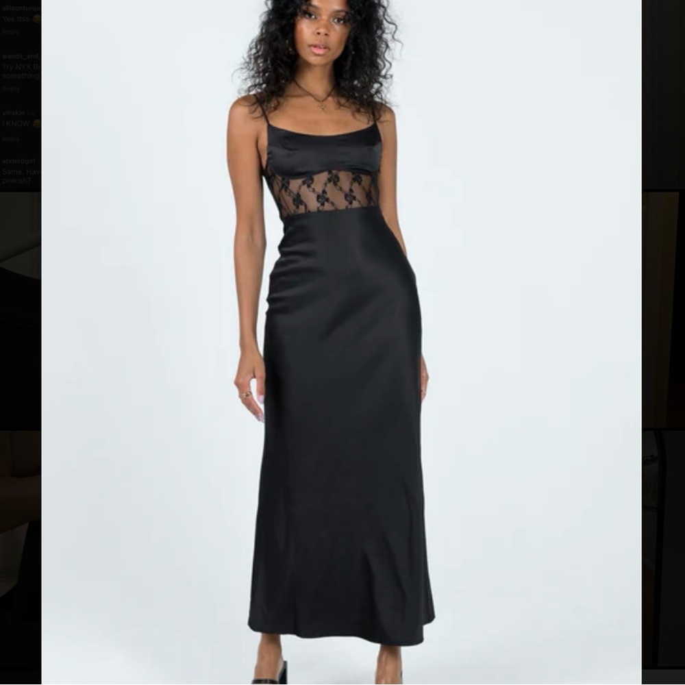 Princess Polly Black Satin Dress